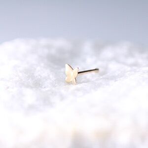 9kt. Gold Butterfly Nose Piercing Stud 22 gauge New tiny 9k mark New